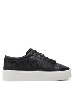Sneakersy Calvin Klein Flatform Cup Lace Up Epi Mono HW0HW01911 Czarny ze sklepu eobuwie.pl w kategorii Trampki damskie - zdjęcie 181313357