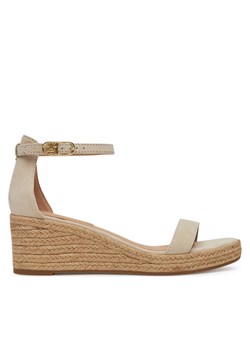 Espadryle Tommy Hilfiger Suede Ankle Mid Wedge Espadrille FW0FW08479 Beżowy ze sklepu eobuwie.pl w kategorii Espadryle damskie - zdjęcie 181319385