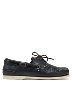 Półbuty Tommy Hilfiger Th Boat Shoe Core Lth FM0FM05569 Granatowy ze sklepu eobuwie.pl w kategorii Mokasyny męskie - zdjęcie 181321229