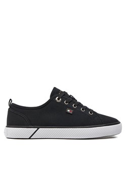 Tenisówki Tommy Hilfiger Vulc Canvas Sneaker FW0FW08063 Czarny ze sklepu eobuwie.pl w kategorii Trampki damskie - zdjęcie 181321905