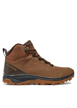 Trekkingi Salomon Outsnap Climasalomon™ Waterproof L47685000 Brązowy ze sklepu eobuwie.pl w kategorii Buty trekkingowe męskie - zdjęcie 181322455