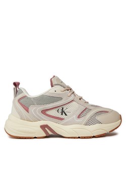 Sneakersy Calvin Klein Jeans Retro Tennis Su-Mesh Wn YW0YW00891 Beżowy ze sklepu eobuwie.pl w kategorii Buty sportowe damskie - zdjęcie 181322589