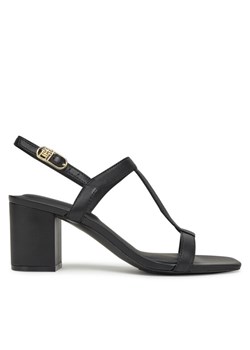 Sandały Tommy Hilfiger Leather Block Heel Sandal FW0FW08532 Czarny ze sklepu eobuwie.pl w kategorii Sandały damskie - zdjęcie 181325667