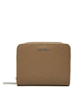 Mały Portfel Damski Calvin Klein Ck Must Medium Zip Around_Mono K60K612825 Brązowy ze sklepu eobuwie.pl w kategorii Portfele damskie - zdjęcie 181327967