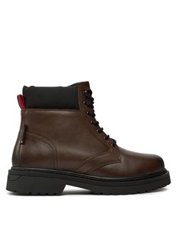 Trapery Tommy Jeans Tjm Lace Up Boot EM0EM01446 Brązowy ze sklepu eobuwie.pl w kategorii Buty zimowe męskie - zdjęcie 181332257