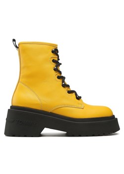 Botki Tommy Jeans Lace Up Chunky EN0EN02057 Żółty ze sklepu eobuwie.pl w kategorii Workery damskie - zdjęcie 181332377