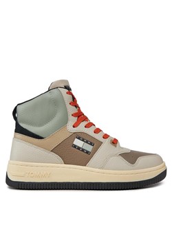 Sneakersy Tommy Jeans Tjm Basket Mid Leather EM0EM01258 Beżowy ze sklepu eobuwie.pl w kategorii Buty sportowe męskie - zdjęcie 181333066