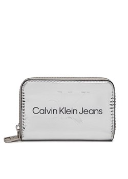 Duży Portfel Damski Calvin Klein Jeans Sculpted Med Zip Around Mono S K60K611863 Srebrny ze sklepu eobuwie.pl w kategorii Portfele damskie - zdjęcie 181333246