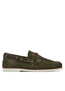 Półbuty Tommy Hilfiger Th Boat Shoe Core Suede FM0FM05387 Zielony ze sklepu eobuwie.pl w kategorii Mokasyny męskie - zdjęcie 181334427