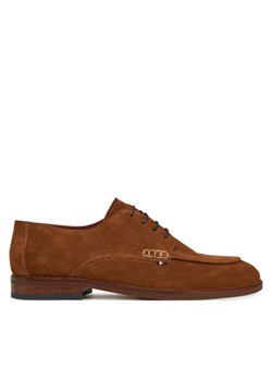 Półbuty Tommy Hilfiger Hilfiger Thunit Suede M Toe Shoe FM0FM05468 Brązowy ze sklepu eobuwie.pl w kategorii Półbuty męskie - zdjęcie 181338469