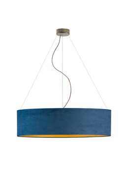 Duża lampa wisząca do salonu PORTO VELUR fi - 80 cm - kolor granatowy ze złotym wnętrzem ze sklepu Lysne w kategorii Lampy wiszące - zdjęcie 181814576
