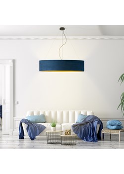 Duża lampa wisząca do salonu PORTO VELUR fi - 100 cm - kolor granatowy ze złotym wnętrzem ze sklepu Lysne w kategorii Lampy wiszące - zdjęcie 181814939