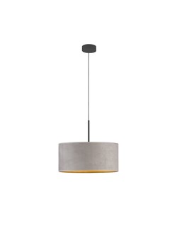 Lampa wisząca z welurowym abażurem SINTRA VELUR fi - 40 cm - kolor szary ze złotym wnętrzem ze sklepu Lysne w kategorii Lampy wiszące - zdjęcie 181816447