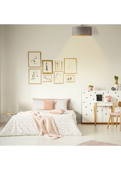 Skandynawska lampa sufitowa z welurowym abażurem WENECJA VELUR fi - 30 cm kolor szary ze złotym wnętrzem ze sklepu Lysne w kategorii Lampy sufitowe - zdjęcie 181817725