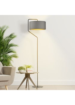 Skandynawska lampa podłogowa z szarym abażurem TESALLIA GOLD ze sklepu Lysne w kategorii Lampy podłogowe - zdjęcie 181818779