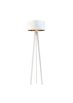 Biała lampa podłogowa do sypialni na drewnianym stelażu MIAMI GLAM z abażurem ze sklepu Lysne w kategorii Lampy podłogowe - zdjęcie 181819425