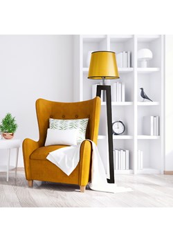 Drewniana lampa podłogowa w złotym kolorze KOS MIRROR ze sklepu Lysne w kategorii Lampy podłogowe - zdjęcie 181820648