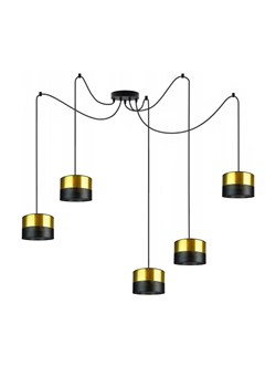 5-punktowa lampa wisząca pająk WAIKIKI W5 GLAM czarna ze złotymi kloszami ze sklepu Lysne w kategorii Lampy wiszące - zdjęcie 181823018
