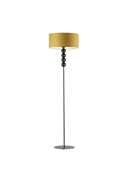 Czarna lampa podłogowa z ozdobnym kulami BERMUDY z musztardowym kloszem ze sklepu Lysne w kategorii Lampy podłogowe - zdjęcie 181823477
