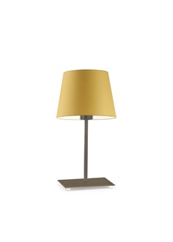 Nowoczesna lampka nocna LED w starym złocie GENUA musztardowy abażur ze sklepu Lysne w kategorii Lampy stołowe - zdjęcie 181825346