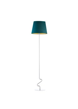 Chromowana lampa stojąca z abażurem do salonu SURAT VELUR ze sklepu Lysne w kategorii Lampy podłogowe - zdjęcie 181825988