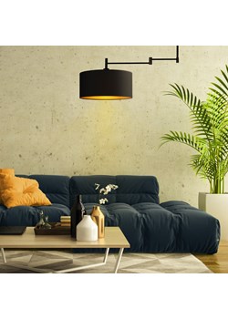Czarna lampa wisząca z regulacją klosza i ramienia RANGUN GOLD ze sklepu Lysne w kategorii Lampy wiszące - zdjęcie 181826598