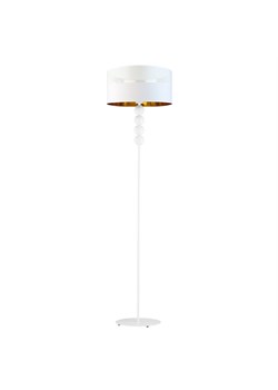 Biała lampa stojąca do salonu w stylu glamour BERMUDY GLAM ze złotym kloszem ze sklepu Lysne w kategorii Lampy podłogowe - zdjęcie 181827465