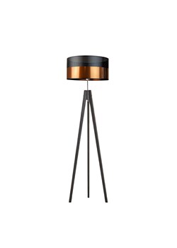 Lampa stojąca do salonu na 3 nogach HAITI GLAM na drewnianej podstawie ze sklepu Lysne w kategorii Lampy podłogowe - zdjęcie 181827476