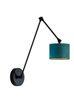 Lampa na wysięgniku ruchomym TESNUS VELUR z welurowym abażurem w kolorze zieleni butelkowej na czarnym stelażu ze sklepu Lysne w kategorii Lampy ścienne - zdjęcie 181831819