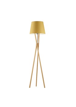Dębowa lampa stojąca typu tripod ANDORA z musztardowym kloszem ze sklepu Lysne w kategorii Lampy podłogowe - zdjęcie 181834905