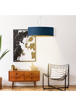 Designerski zwis HAJFA VELUR fi - 60 cm kolor granatowy ze złotym wnętrzem ze sklepu Lysne w kategorii Lampy wiszące - zdjęcie 181838665