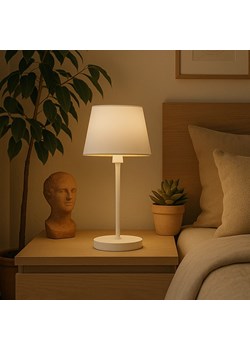 Nowoczesna lampka nocna stołowa do salonu SIENA GOLD z białym abażurem ze złotym wnętrzem ze sklepu Lysne w kategorii Lampy stołowe - zdjęcie 181841389
