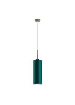 Pojedyncza lampa wisząca z tkaninowym abażurem ELBA w kolorze zieleni butelkowej ze sklepu Lysne w kategorii Lampy wiszące - zdjęcie 181849268