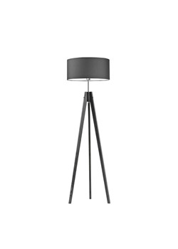 Drewniana lampa stojąca w stylu rustykalnym HAITI z szarym abażurem ze sklepu Lysne w kategorii Lampy podłogowe - zdjęcie 181849637