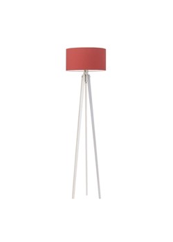 Biała lampa stojąca z drewna z czerwonym abażurem MIAMI ze sklepu Lysne w kategorii Lampy podłogowe - zdjęcie 181852105