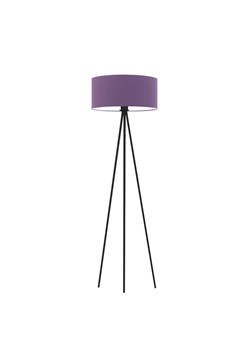 Czarna lampa podłogowa z fioletowym abażurem SEWILLA na trzech metalowych nogach ze sklepu Lysne w kategorii Lampy podłogowe - zdjęcie 181852619