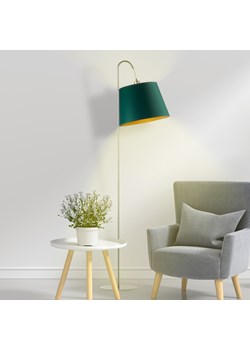 Lampa stojąca w stylu eklektycznym TALLIN GOLD z abażurem w kolorze butelkowej zieleni ze sklepu Lysne w kategorii Lampy podłogowe - zdjęcie 181852968