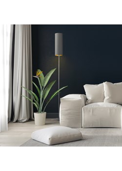 Nowoczesna lampa podłogowa do czytania w salonie FLORENCJA GOLD z szarym abażurem ze złotym wnętrzem ze sklepu Lysne w kategorii Lampy podłogowe - zdjęcie 181856077