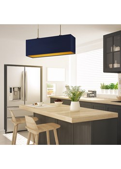 Podłużna lampa wisząca nad wyspę MILOS GOLD z tkaninowym abażurem ze złotym wnętrzem ze sklepu Lysne w kategorii Lampy wiszące - zdjęcie 181859217