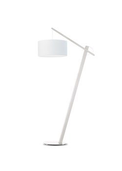 Biała lampa stojąca do salonu z drewna TORINO z regulacją wysokości abażura ze sklepu Lysne w kategorii Lampy podłogowe - zdjęcie 181859379