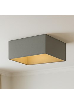 Szara lampa kuchenna przysufitowa ALABAMA GOLD z kwadratowym abażurem 40x40 cm ze złotą amplą ze sklepu Lysne w kategorii Lampy sufitowe - zdjęcie 181867697
