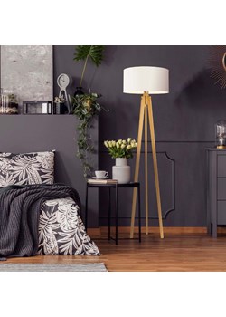 Nowoczesna lampa podłogowa do salonu MIAMI z drewnianą podstawą ze sklepu Lysne w kategorii Lampy podłogowe - zdjęcie 181869159