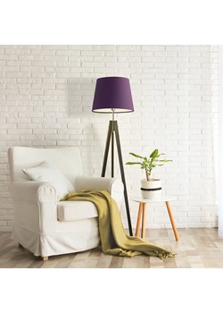 Drewniana lampa podłogowa z fioletowym abażurem ARUBA ze sklepu Lysne w kategorii Lampy podłogowe - zdjęcie 181869167