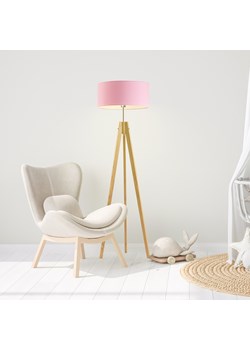 Lampa drewniana podłogowa z różowym kloszem HAITI ze sklepu Lysne w kategorii Lampy podłogowe - zdjęcie 181869176