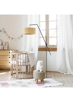 Czarna lampa stojąca do salonu z rattanowym abażurem BILBAO BOHO - id: 12080 - marki Ciekot Partners Sp. Z O. O. - 181874586 Czarna lampa stojąca do salonu z rattanowym abażurem BILBAO BOHO ze sklepu Lysne w kategorii Lampy podłogowe - zdjęcie 181874586