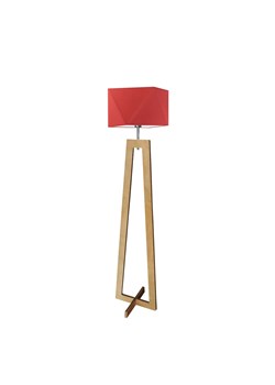 Lampa podłogowa drewniana LED BAKU z czerwonym abażurem ze sklepu Lysne w kategorii Lampy podłogowe - zdjęcie 181877446