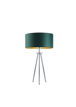 Srebrna lampa stołowa na trójnogu w stylu urban jungle ALTA GOLD z abażurem w kolorze zieleni butelkowej ze sklepu Lysne w kategorii Lampy stołowe - zdjęcie 181880555