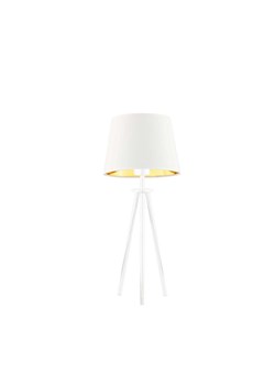 Biała lampa stołowa na 3 nogach BERGEN GOLD ze sklepu Lysne w kategorii Lampy stołowe - zdjęcie 181881076