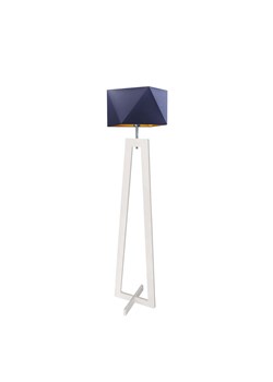 Drewniana lampa podłogowa z granatowym abażurem BAKU GOLD ze sklepu Lysne w kategorii Lampy podłogowe - zdjęcie 181883176