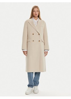 Tommy Hilfiger Płaszcz wełniany WW0WW42621 Beżowy Regular Fit - id: 0000304080715 - marki Tommy Hilfiger - 181886249 Tommy Hilfiger Płaszcz wełniany WW0WW42621 Beżowy Regular Fit ze sklepu MODIVO w kategorii Płaszcze damskie - zdjęcie 181886249
